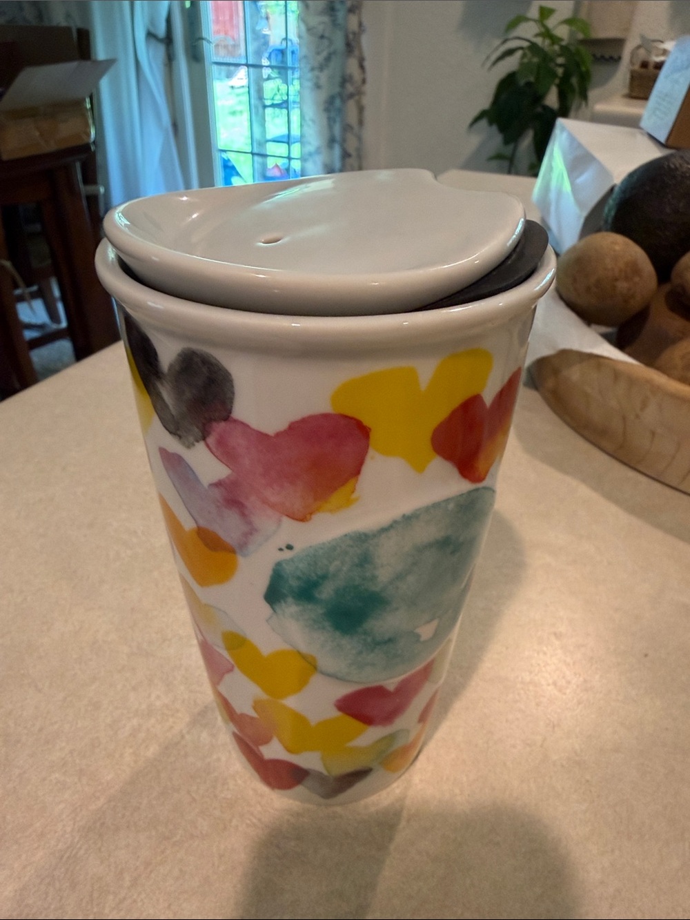 Starbucks Multicolor Heart Travel Mug - Yellow, Red, Green, Pink, Black